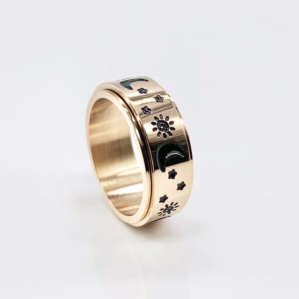 Stars and Moon Spinner Ring