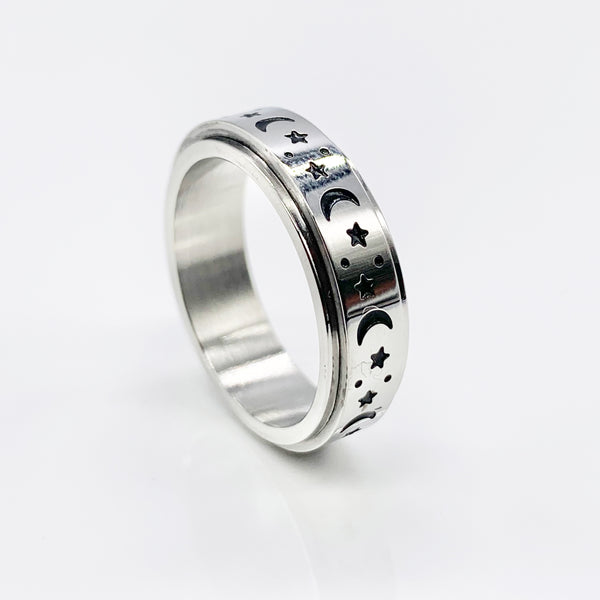 Stars and Moon Spinner Ring