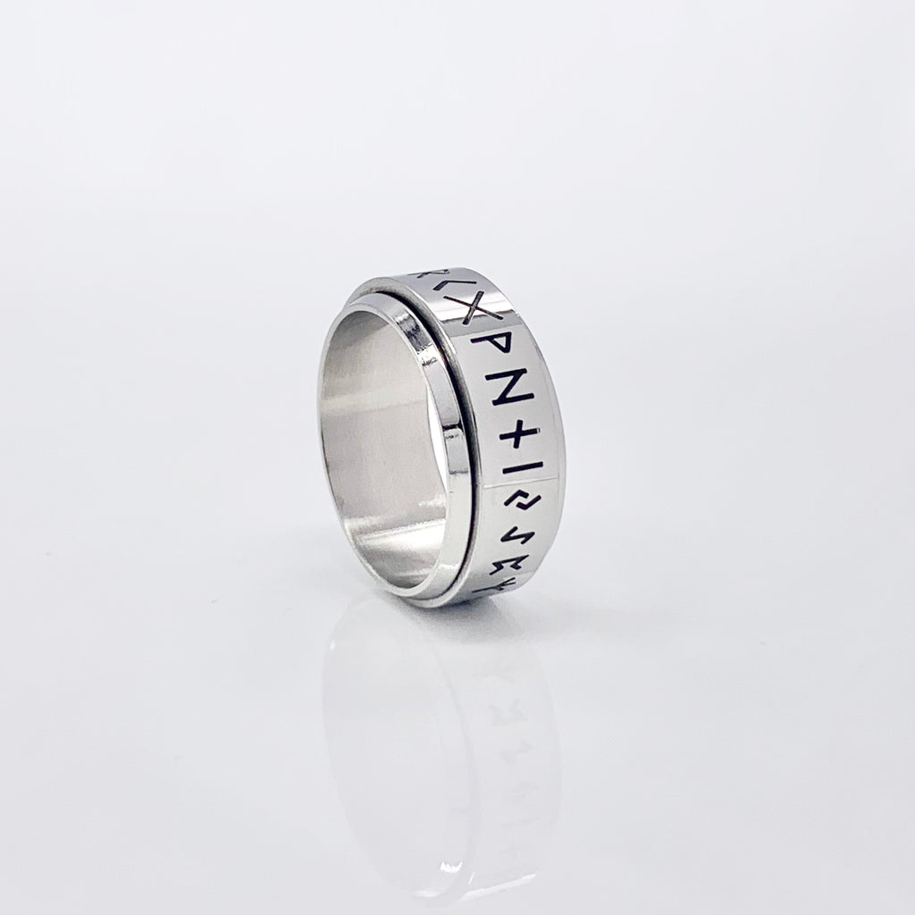 Runic Alphabet Spinner Ring