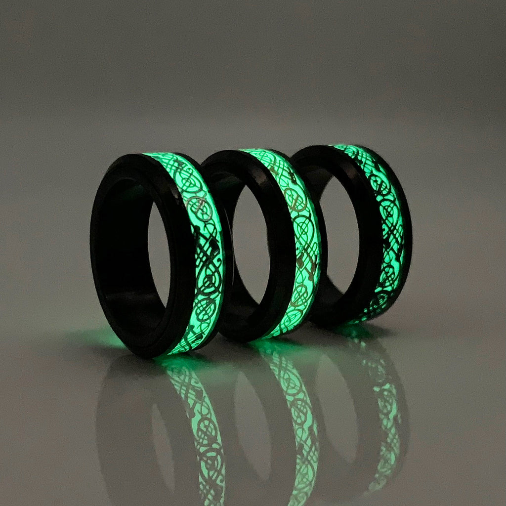 Glow Spinner Ring with Dragon Art
