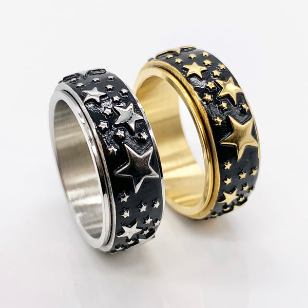Spinner Ring Star 3D Sky, Fidget Band Worry Ring, Spin Couple Ring, Rotating Best Friend Gift