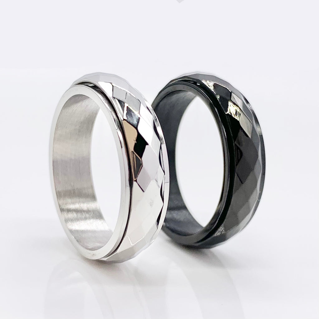 Hammered Spinner Ring Moving Worry Ring