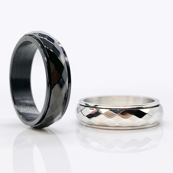 Hammered Spinner Ring Moving Worry Ring